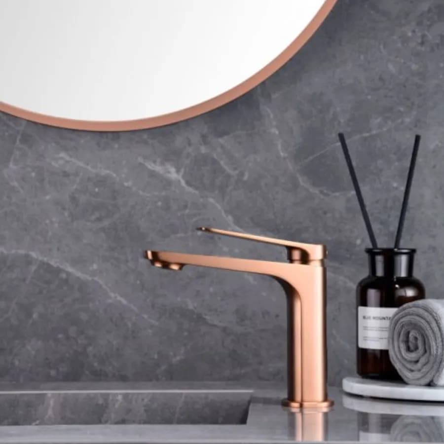 Miscelatore lavabo in ottone oro rosa spazzolato - Tilli