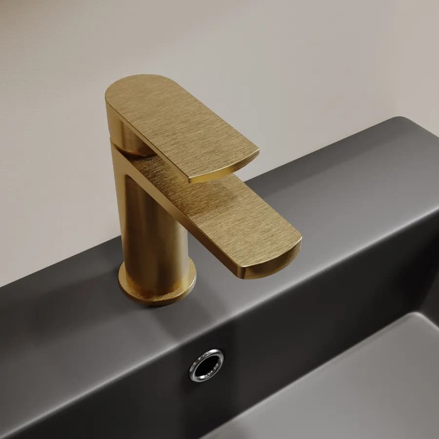 Miscelatore lavabo in ottone oro spazzolato anti-impronta - Fluid