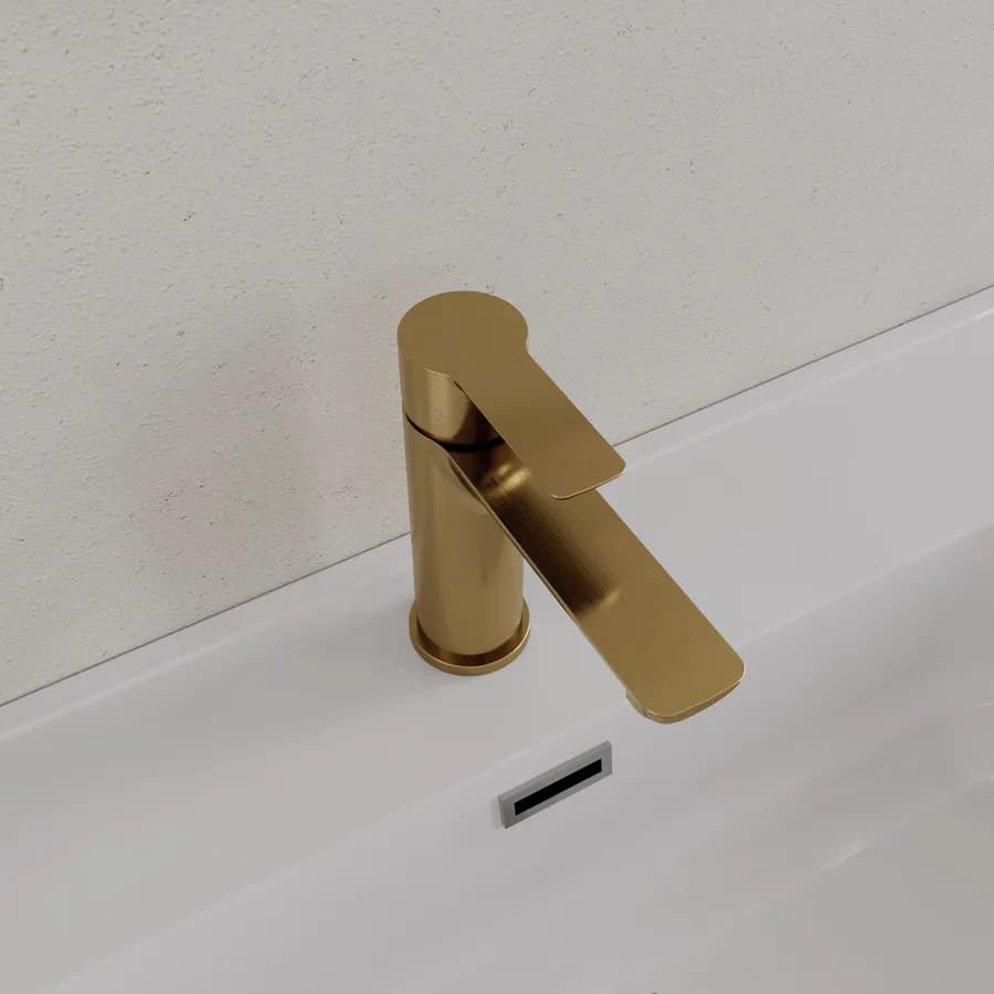 Miscelatore lavabo in ottone oro spazzolato anti-impronta - Key