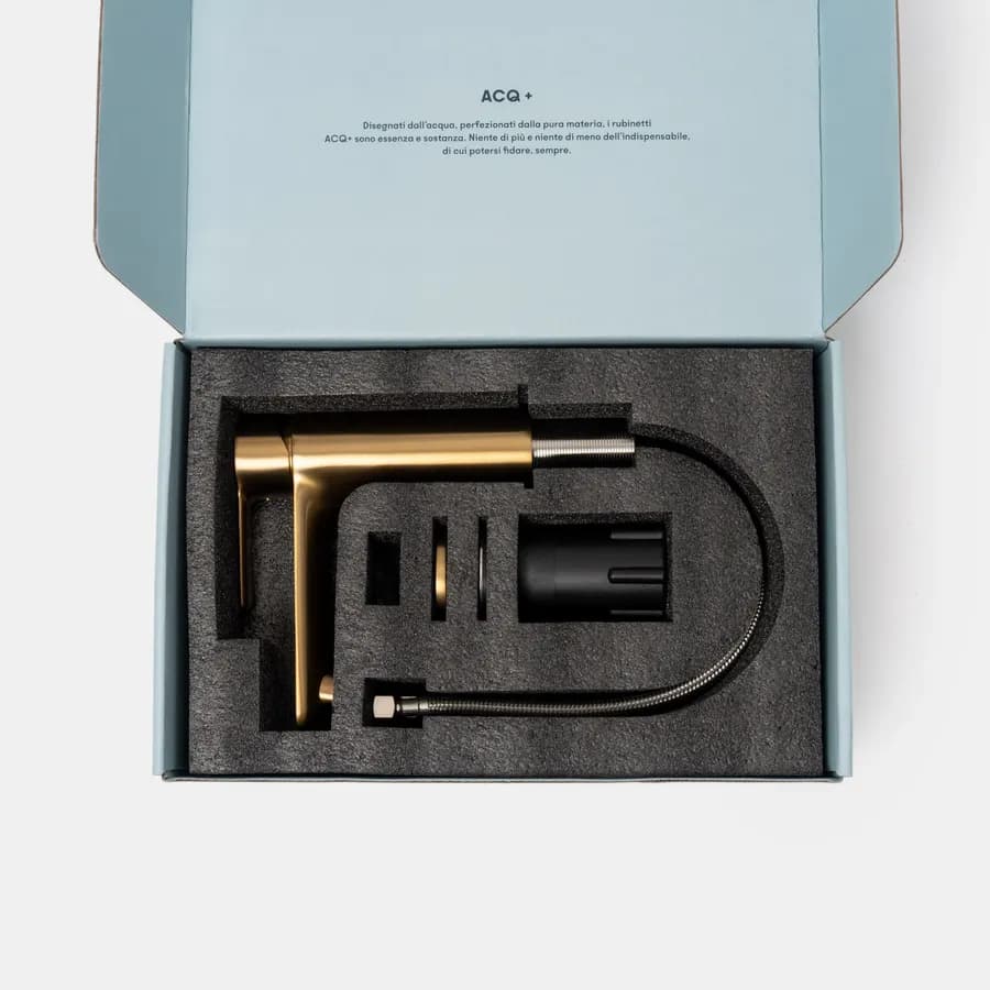Miscelatore lavabo in ottone oro spazzolato anti-impronta - Key