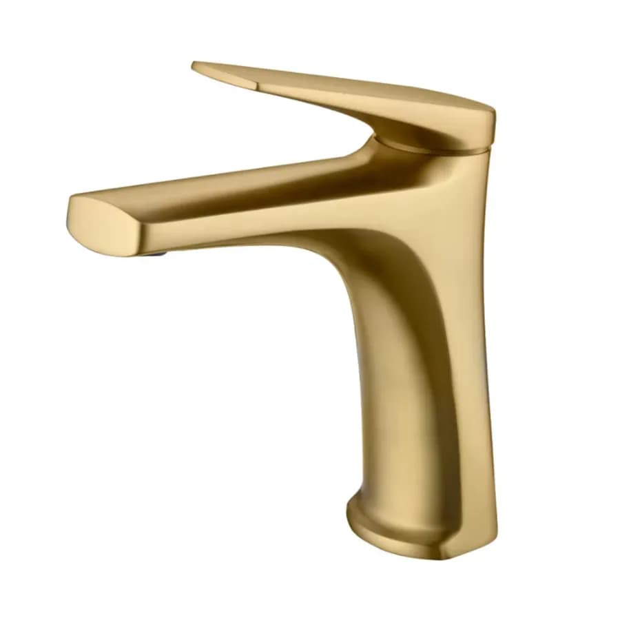 Miscelatore lavabo in ottone oro spazzolato - Poet