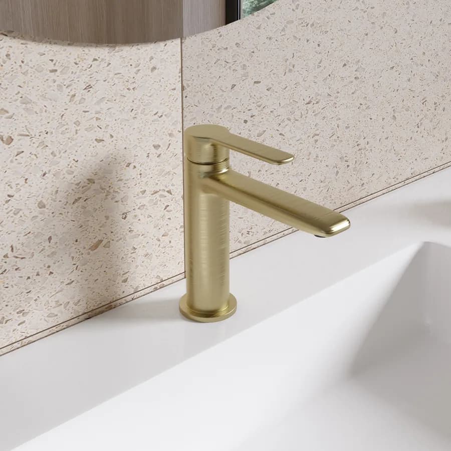 Miscelatore lavabo in ottone oro spazzolato - Tila