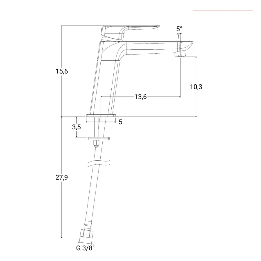 Miscelatore lavabo medio in ottone nero opaco X9 di Jacuzzi - Rubinetteria