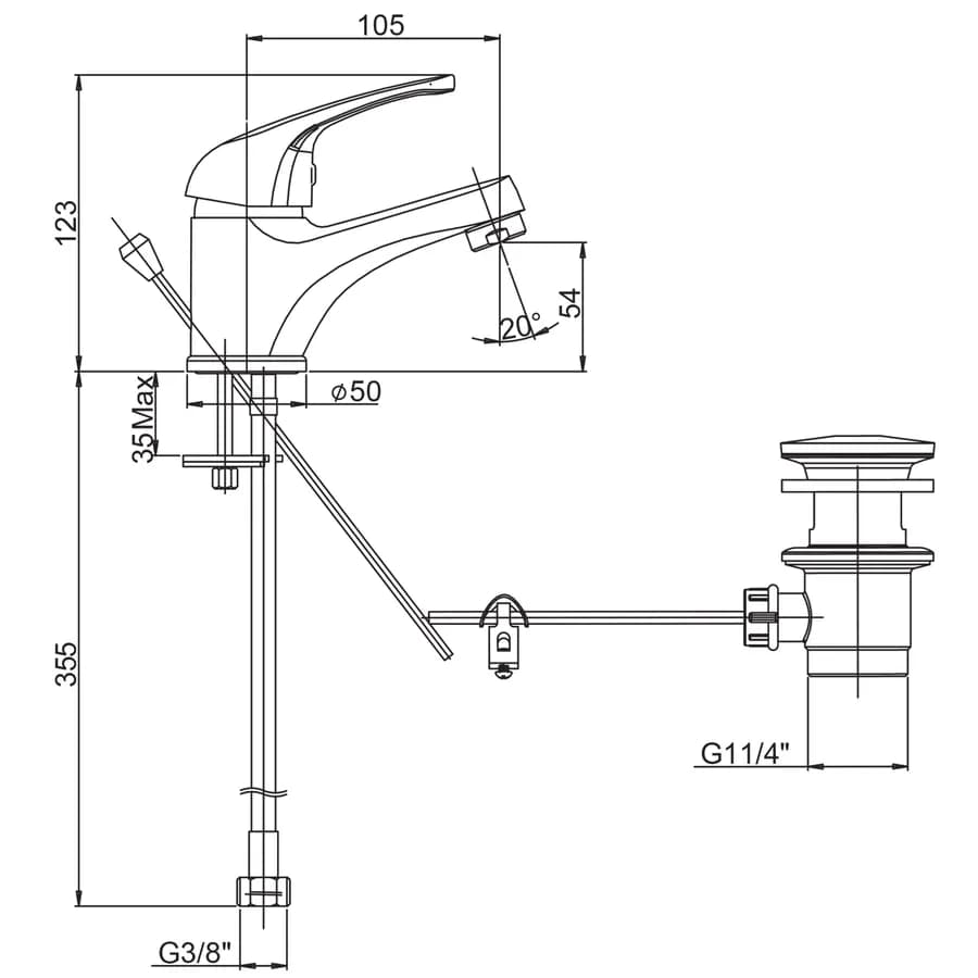 Miscelatore lavabo con scarico cromato - Energy di Piralla