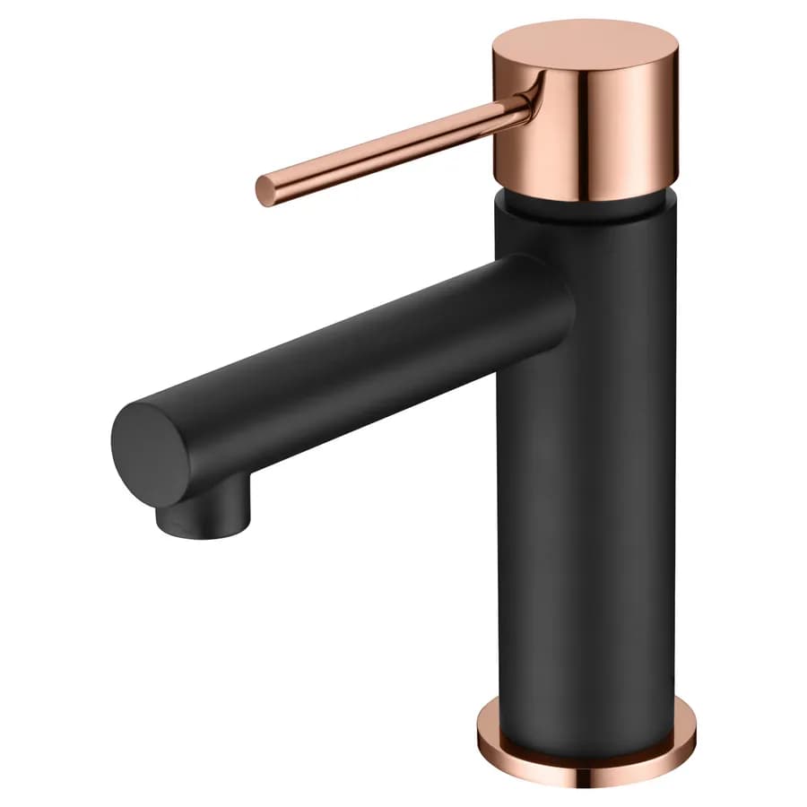 Miscelatore lavabo nero oro rosa - Plaka Stick