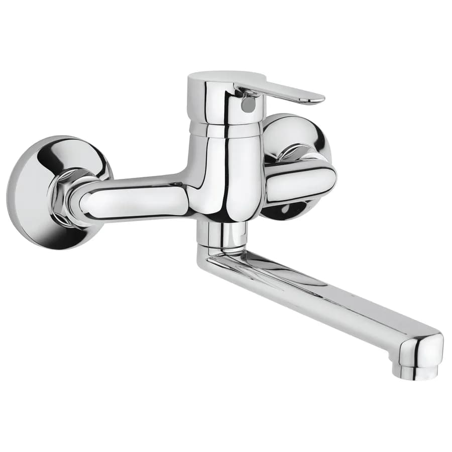 Miscelatore lavello a muro in ottone cromato con canna girevole - Paini P3