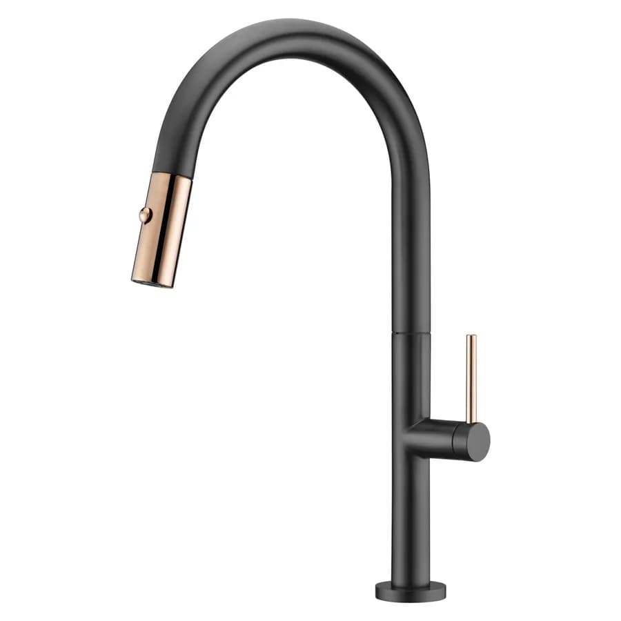 Miscelatore lavello con doccetta estraibile nero oro rosa - Cesar