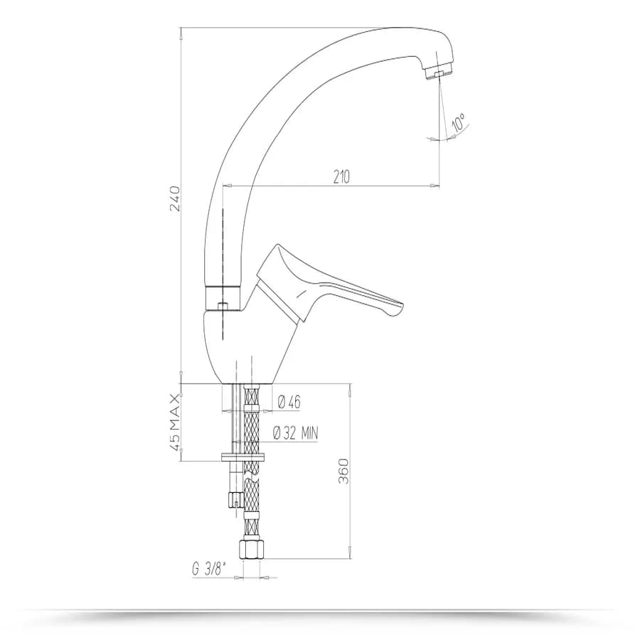 Miscelatore lavello in ottone cromato con canna alta girevole - Paini Pilot