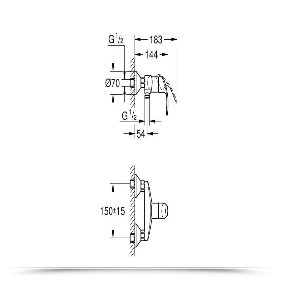 Miscelatore monocomando per doccia installazione a parete GROHE Eurosmart New