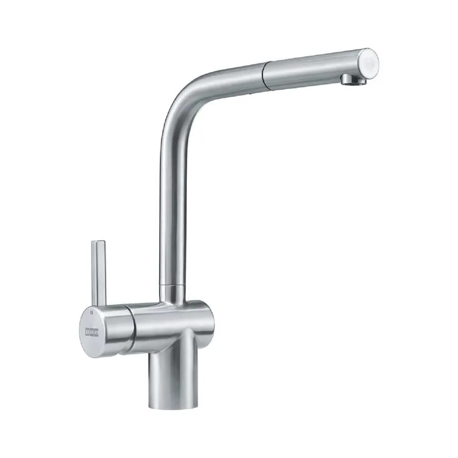 Miscelatore per lavello da cucina Franke serie Atlas Neo con doccetta estraibile satinato