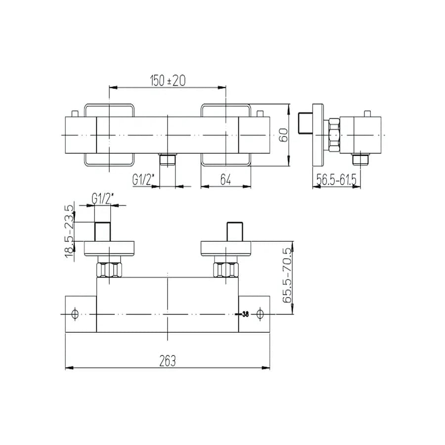 Miscelatore termostatico Jacuzzi - Rubinetteria esterno doccia design squadrato