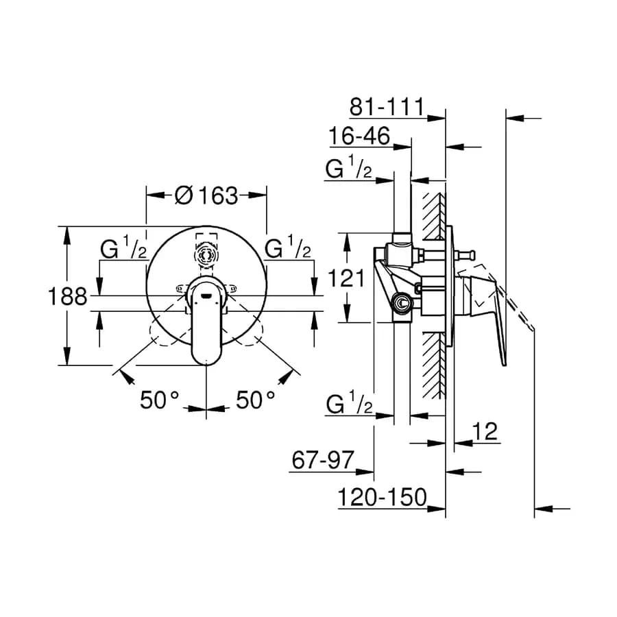 Miscelatori Eurosmart Cosmopolitan GROHE lavabo L + bidet + doccia 2 uscite