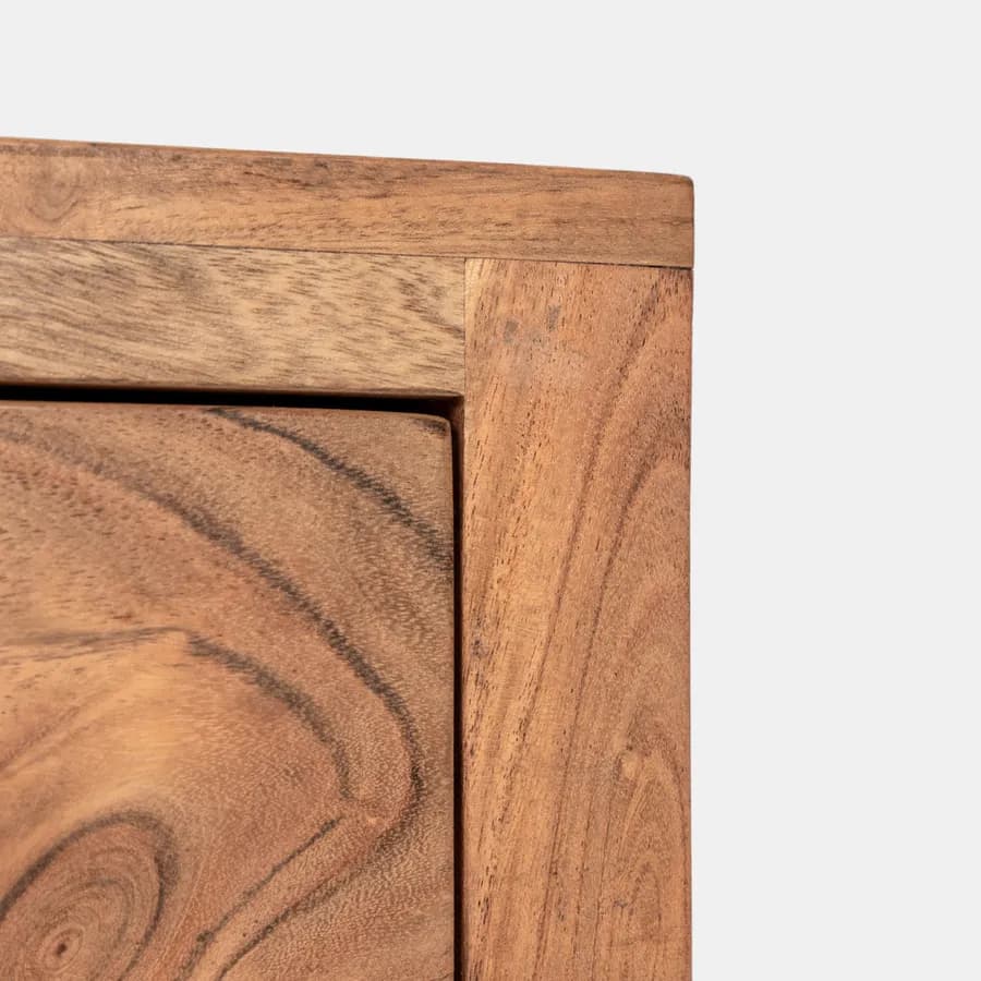Tavolino alto 33x75h cm in legno di acacia con cassetto - Freia Stone