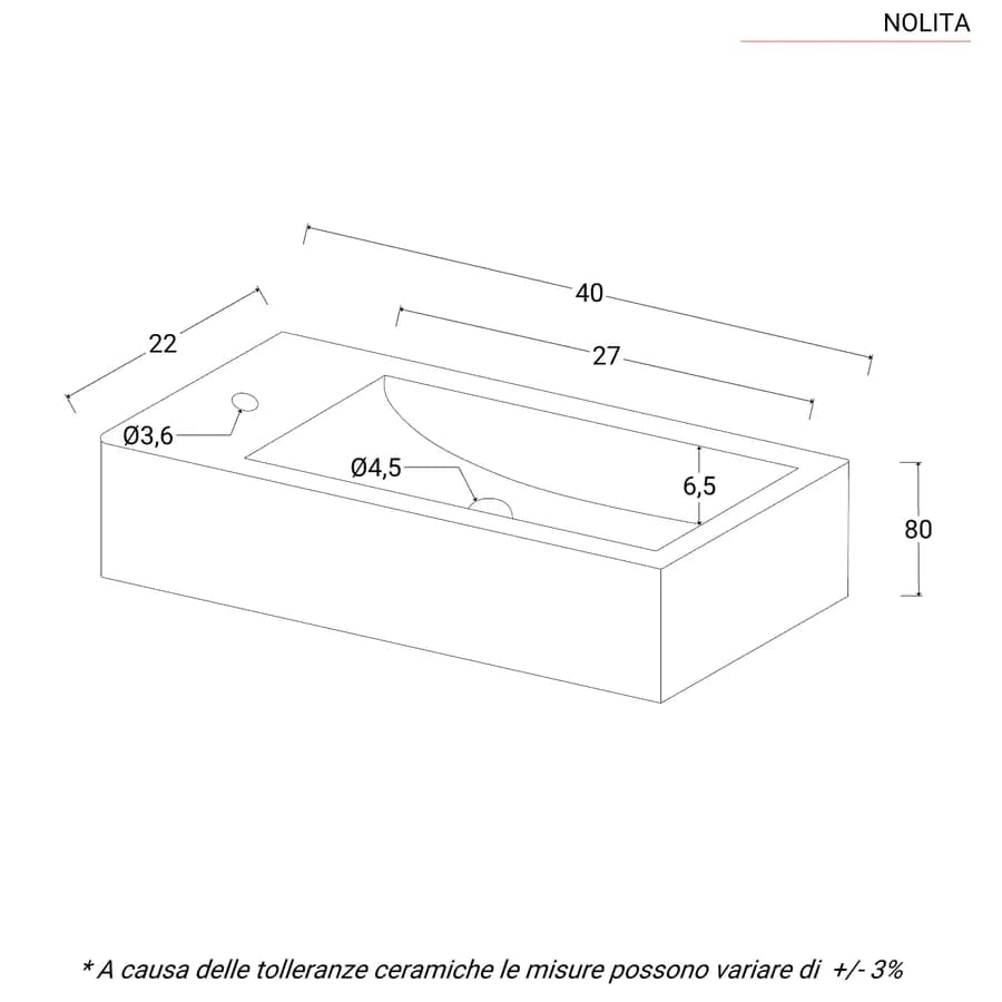 Mobile bagno 40 cm con mensola carta da zucchero con specchiera - Nolita