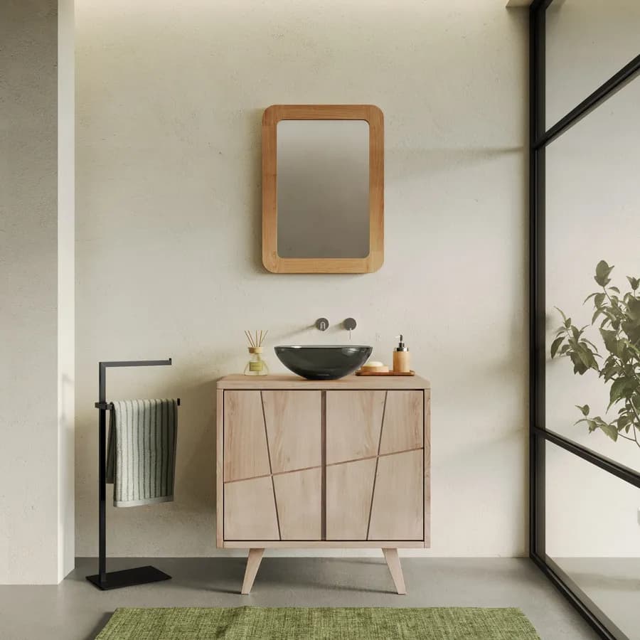 Mobile bagno 80 cm con ante in legno di mindi - Fluire