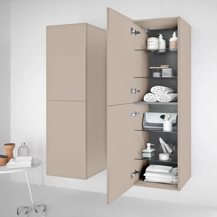 Mobile bagno cappuccino da 100 cm con colonna e specchio 70x100 cm - Agata