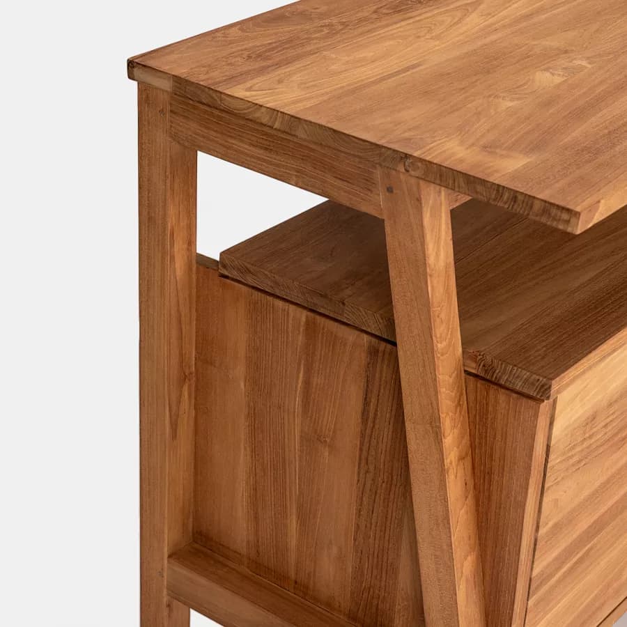 Mobile bagno portalavabo 110 cm con 2 ante in legno teak naturale - Olama