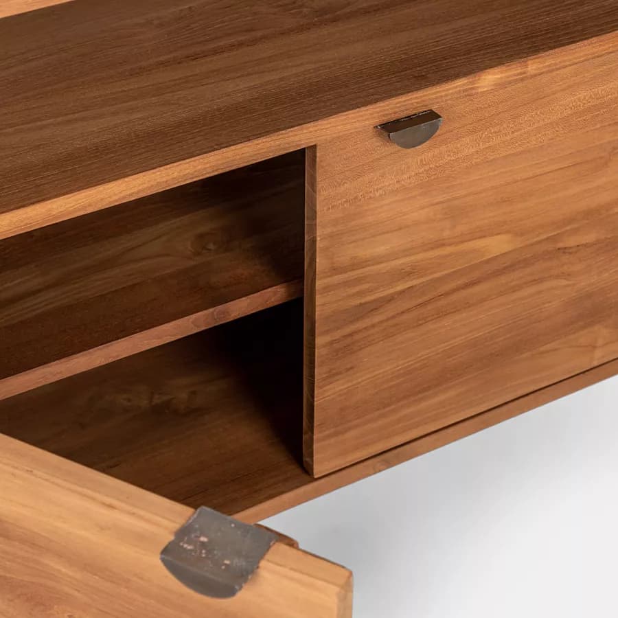 Mobile bagno portalavabo 110 cm con 2 ante in legno teak naturale - Olama