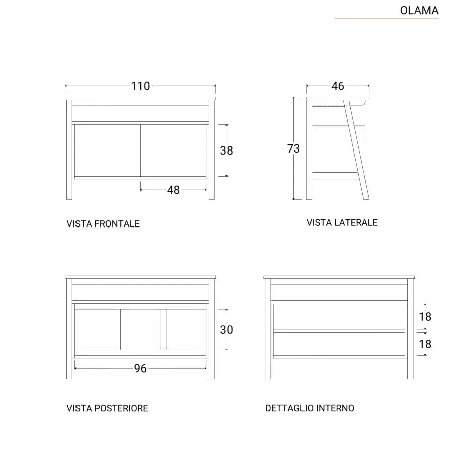 Mobile bagno portalavabo 110 cm con 2 ante in legno teak naturale - Olama
