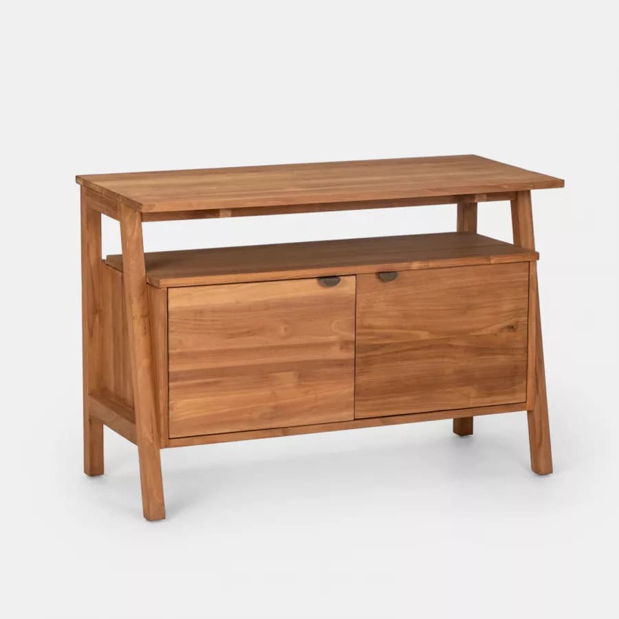 Mobile bagno portalavabo 110 cm con 2 ante in legno teak naturale - Olama