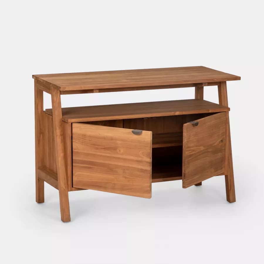 Mobile bagno portalavabo 110 cm con 2 ante in legno teak naturale - Olama