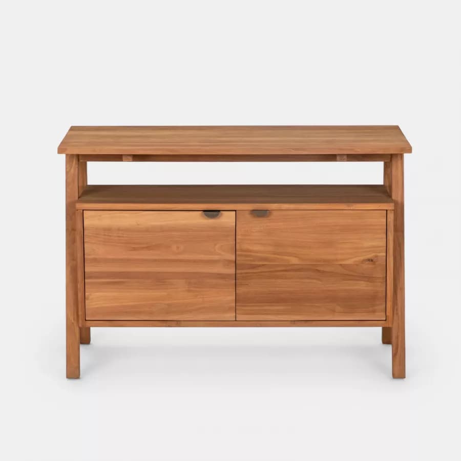 Mobile bagno portalavabo 110 cm con 2 ante in legno teak naturale - Olama