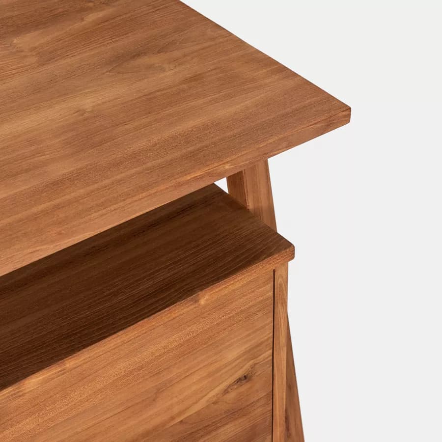 Mobile bagno portalavabo 110 cm con 2 ante in legno teak naturale - Olama
