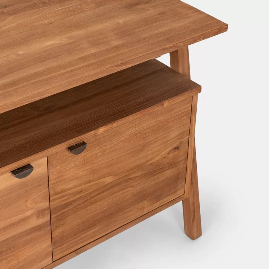 Mobile bagno portalavabo 110 cm con 2 ante in legno teak naturale - Olama