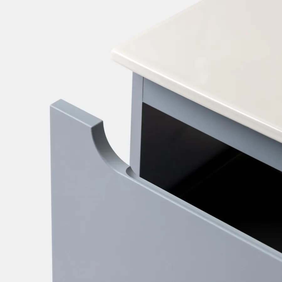 Mobile bagno sospeso 100 cm carta da zucchero con cassettone e lavabo integrato con specchio - Sleek