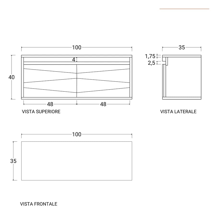 Mobile bagno sospeso 100 cm con ante in legno di acacia - Silveira
