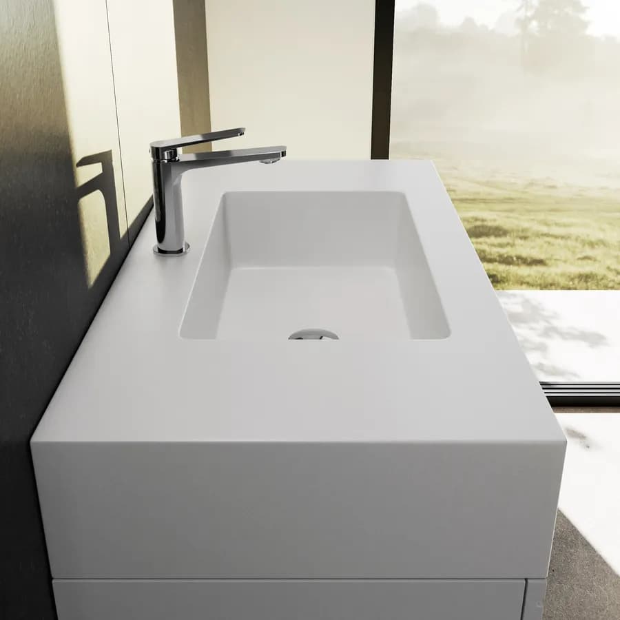 Mobile bagno sospeso 100 cm rovere africa con top lavabo bianco e specchio - Jamal
