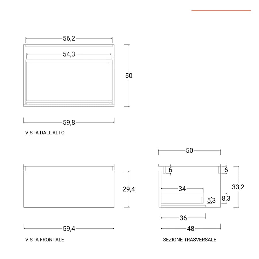 Mobile bagno sospeso 110 cm rovere gold con cassettone argilla e specchio - Balik