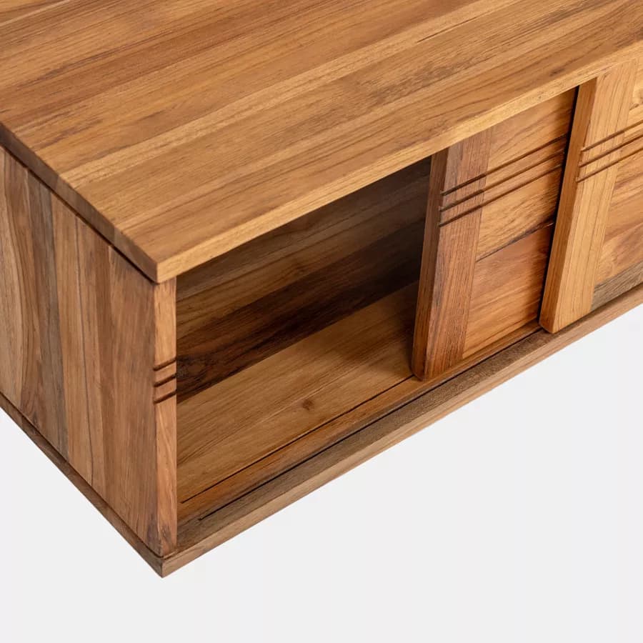 Mobile bagno sospeso 120 cm con 2 ante in legno teak chiaro - Tywa