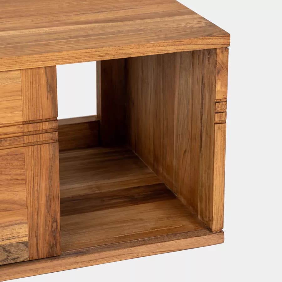Mobile bagno sospeso 120 cm con 2 ante in legno teak chiaro - Tywa