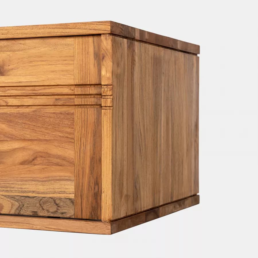 Mobile bagno sospeso 120 cm con 2 ante in legno teak chiaro - Tywa