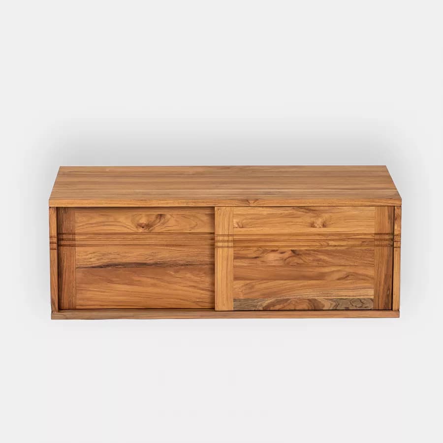 Mobile bagno sospeso 120 cm con 2 ante in legno teak chiaro - Tywa