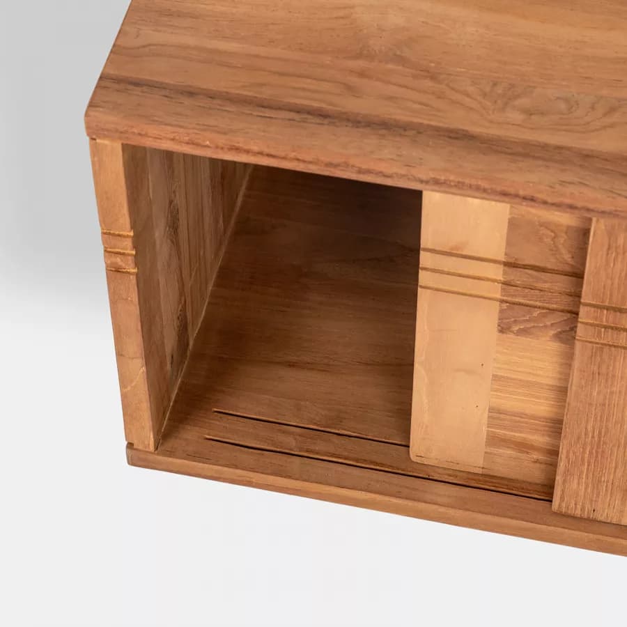 Mobile bagno sospeso 140 cm con 2 ante in legno teak naturale - Tywa