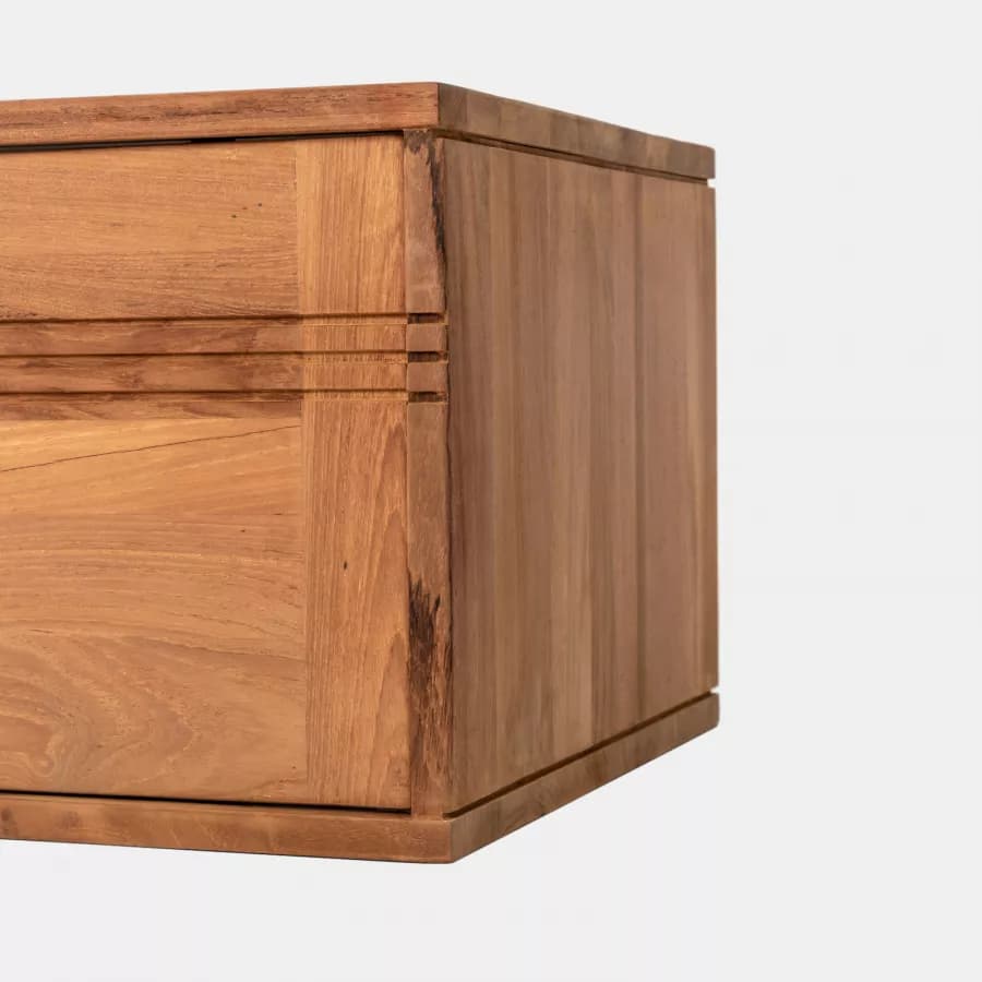 Mobile bagno sospeso 140 cm con 2 ante in legno teak naturale - Tywa