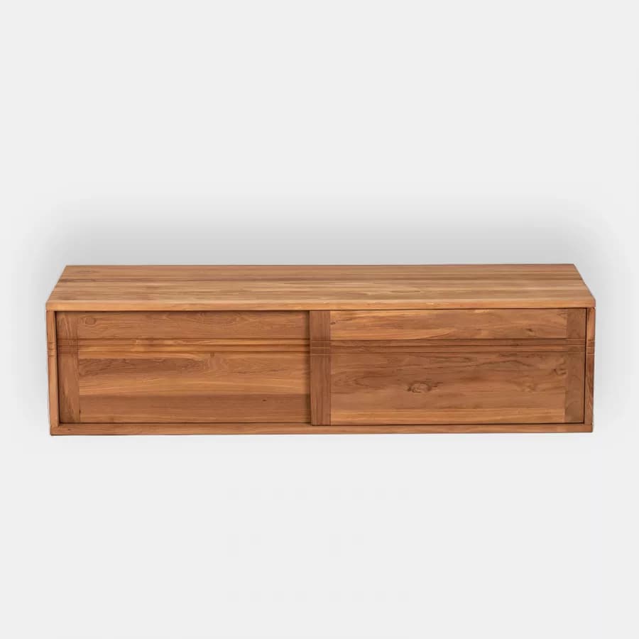 Mobile bagno sospeso 140 cm con 2 ante in legno teak naturale - Tywa