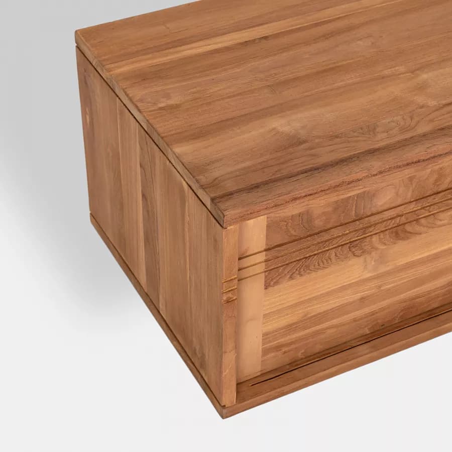 Mobile bagno sospeso 140 cm con 2 ante in legno teak naturale - Tywa