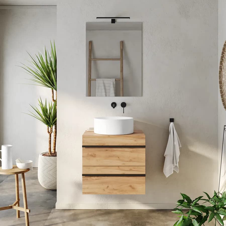 Mobile bagno con top 60 cm rovere gold con specchio - Jamal