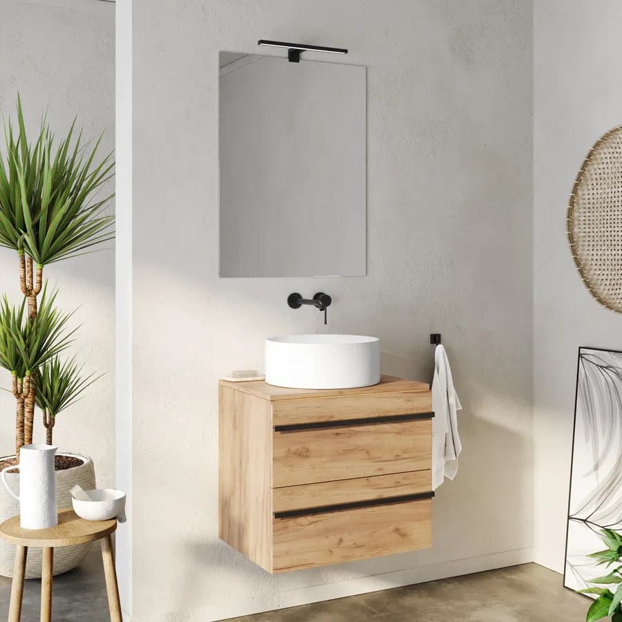 Mobile bagno con top 60 cm rovere gold con specchio - Jamal