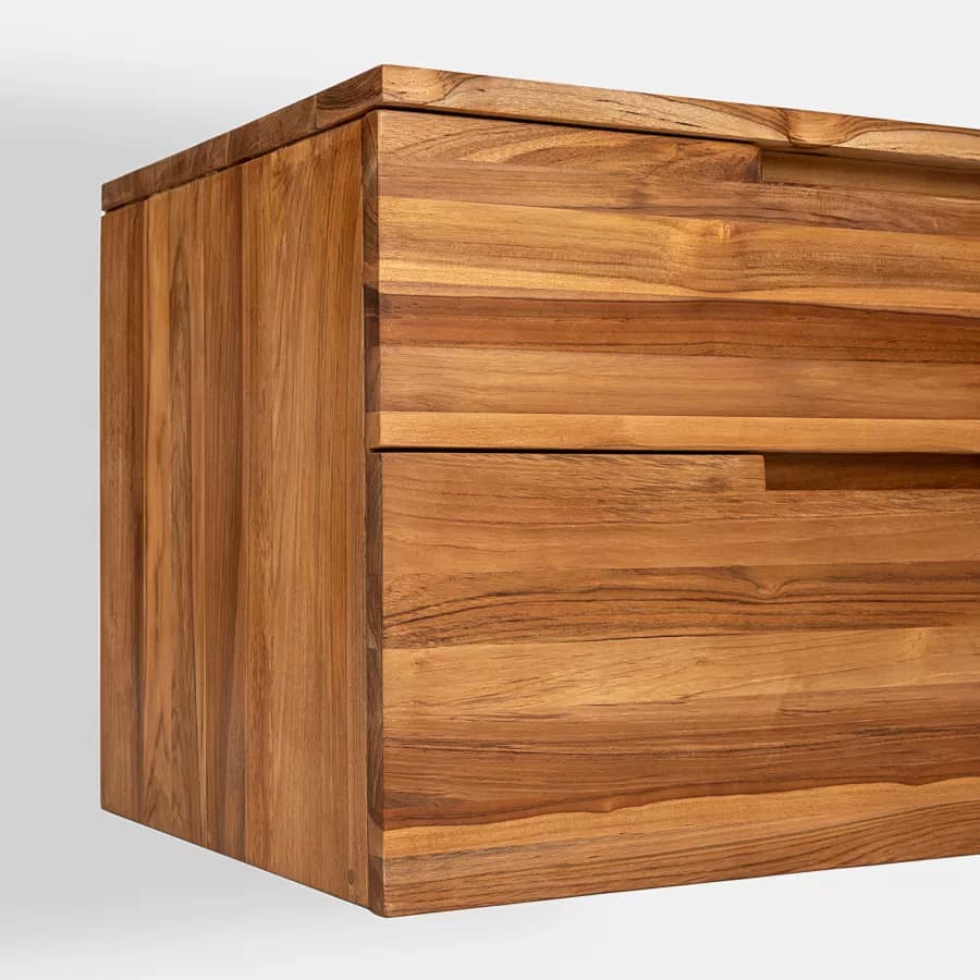 Mobile bagno sospeso 70 cm con 2 cassetti in legno teak chiaro - Kala