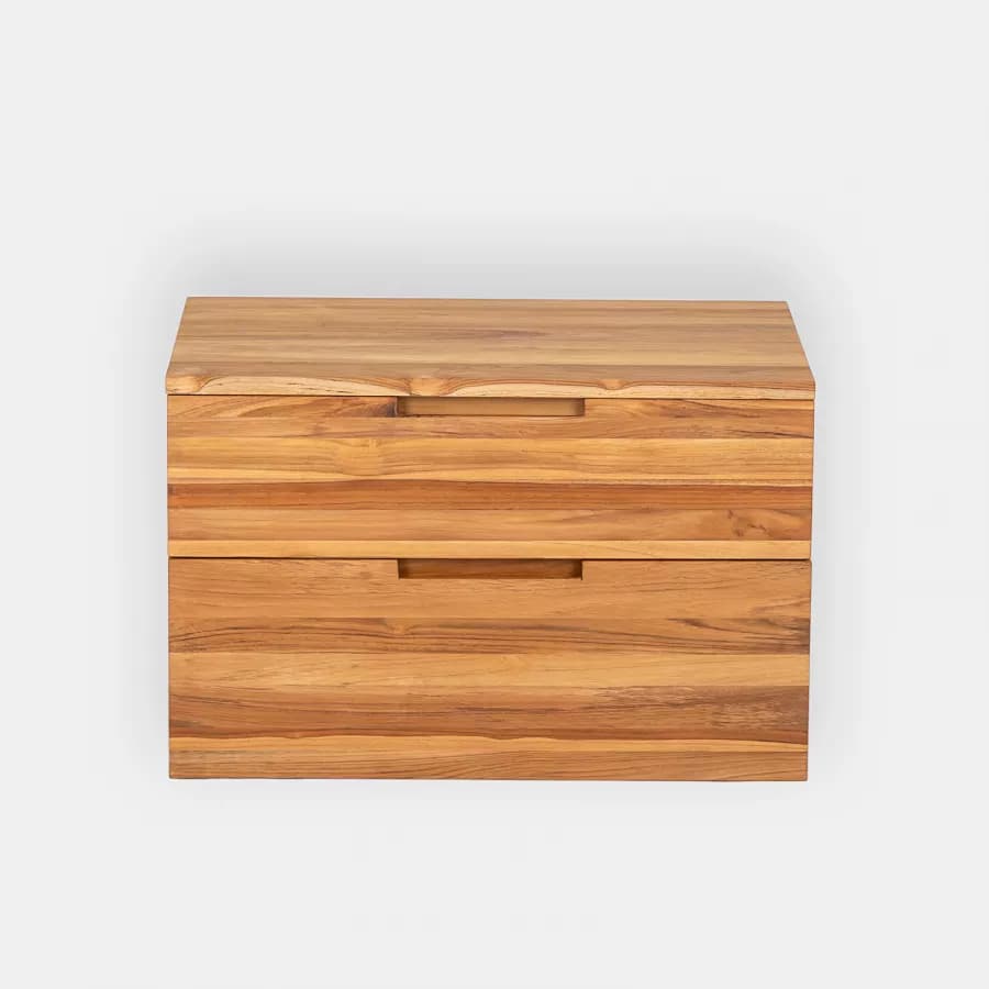 Mobile bagno sospeso 70 cm con 2 cassetti in legno teak chiaro - Kala