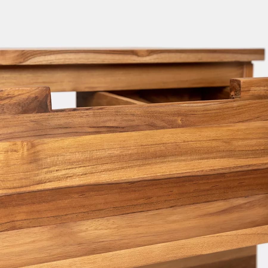 Mobile bagno sospeso 70 cm con 2 cassetti in legno teak chiaro - Kala