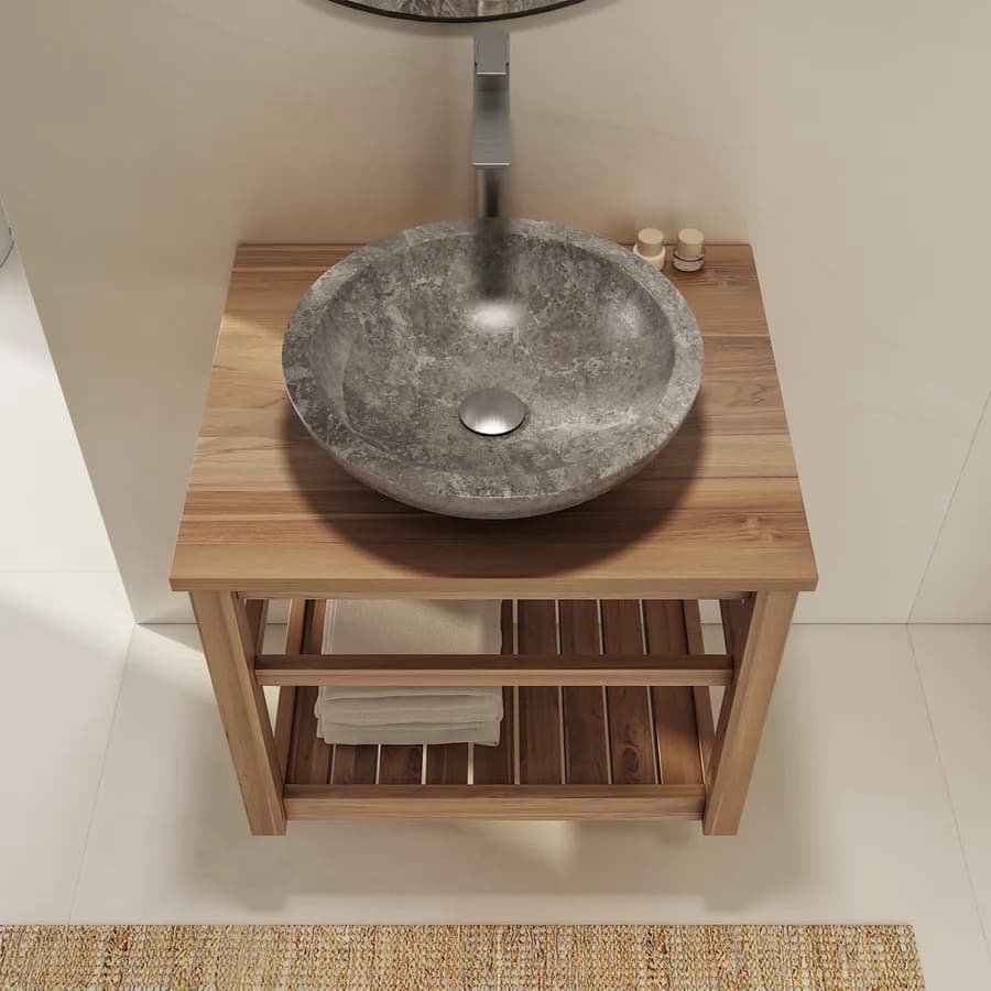 Mobile bagno sospeso 70 cm teak naturale - Malvina