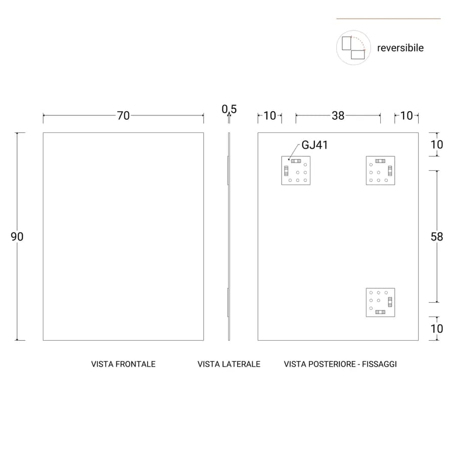 Mobile bagno con top 80 cm rovere gold con specchio - Maylin