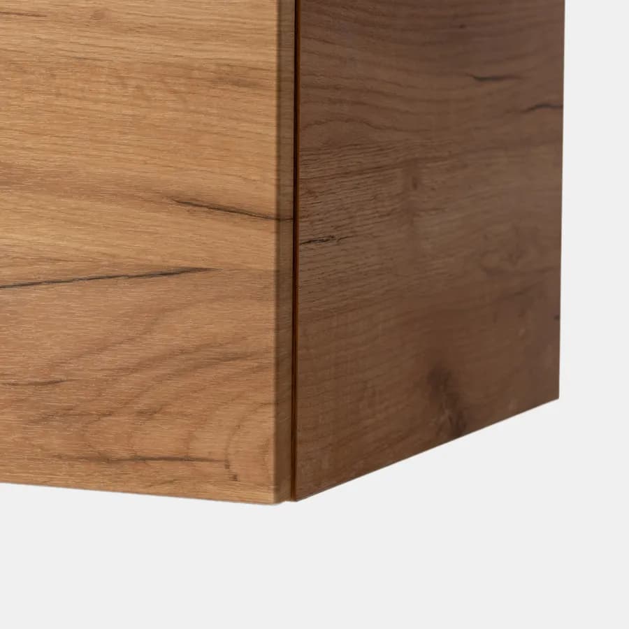 Mobile bagno sospeso 80 cm rovere gold con cassettone e lavabo integrato con specchio - Sleek