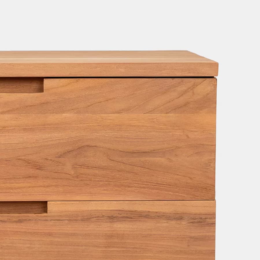 Mobile bagno sospeso 90 cm con 2 cassetti in legno teak naturale - Kala