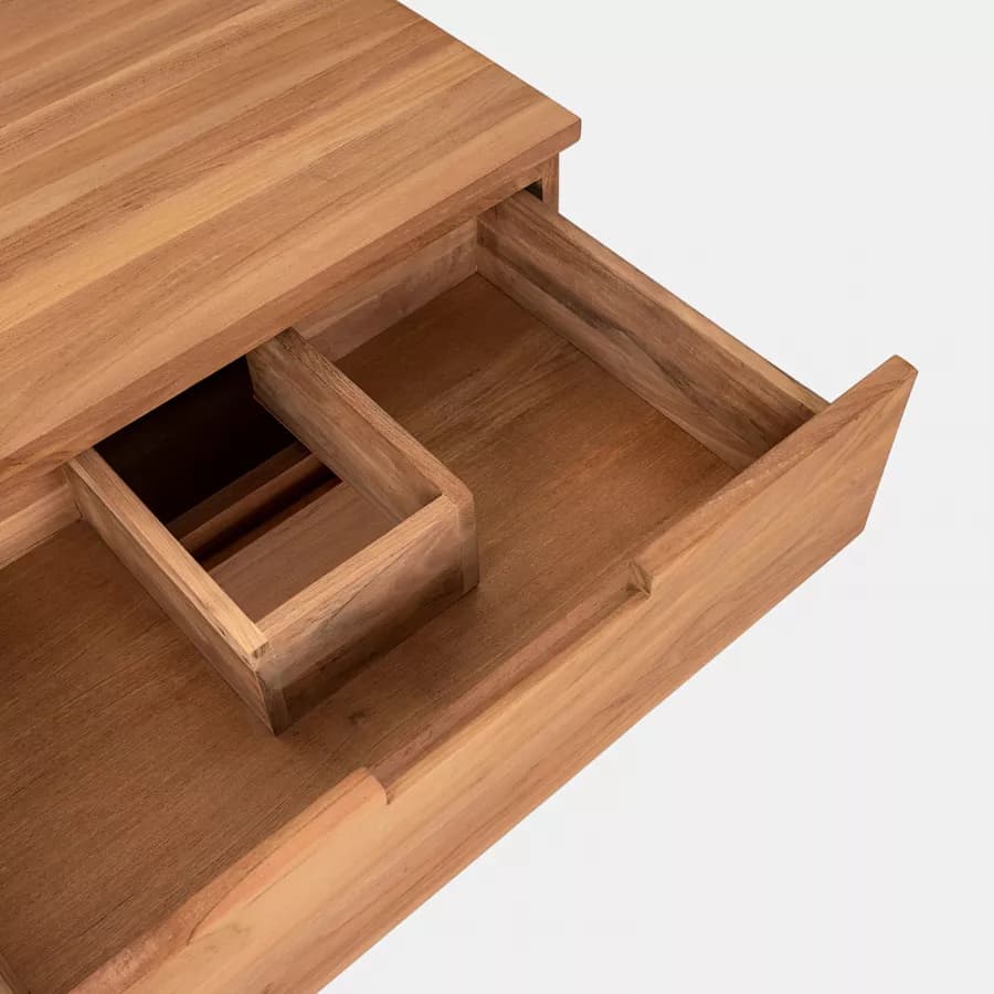 Mobile bagno sospeso 90 cm con 2 cassetti in legno teak naturale - Kala